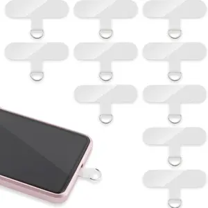 Phone Tether Tab 10 Count Universal Lanyard Patch Without Adhesive Transparent Cellphone Metal Sturdy Thin Design for Cellphone Strap iphone Smartphone