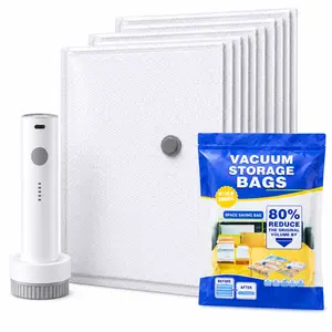9/15 Pack Travel Vacuum Bags with Electric Pump，3 Different Sizes of Space Saver Bags,Vacuum Storage Bags Suitable for Clothing, Travel Luggage, Blankets, and Down comforters
