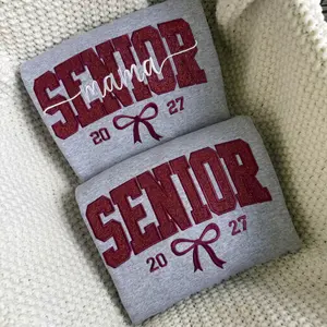 (MESSAGE ME YOUR COLOR) Embroidered Senior Mama 2027 Sweatshirt , Graduation Gift for Her, Senior Girl Shirt, Senior Cotton Womenswear