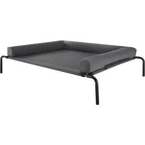 VEVOR Elevated Dog Bed for Large Dogs, Portable Raised Dog Cot with Washable Pillow, Indoor & Outdoor Pet Cooling Raised Hammock Bed with Steel Metal Frame and Breathable Teslin Mesh, XL, Gray