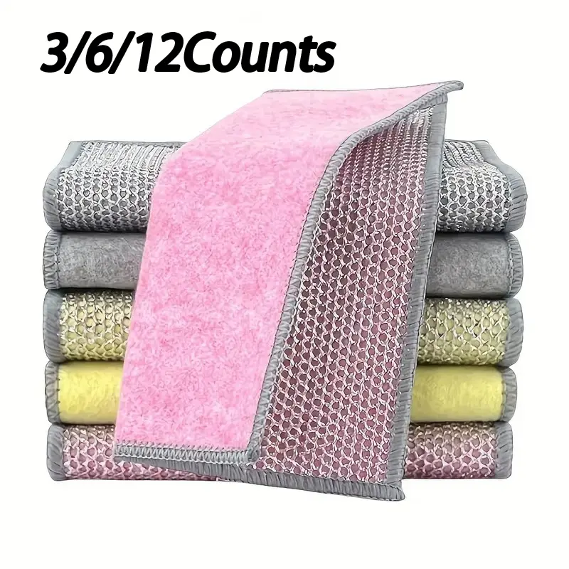 Multi-Purpose Steel Wire Dishwashing Cloth, Dish Cloths for Washing Dishes, Scratch-Free, Odorless, Wet & Dry Use, Kitchen Cleaning Sponge for Dishes and Stove, Dishcloths for Washing Dishes