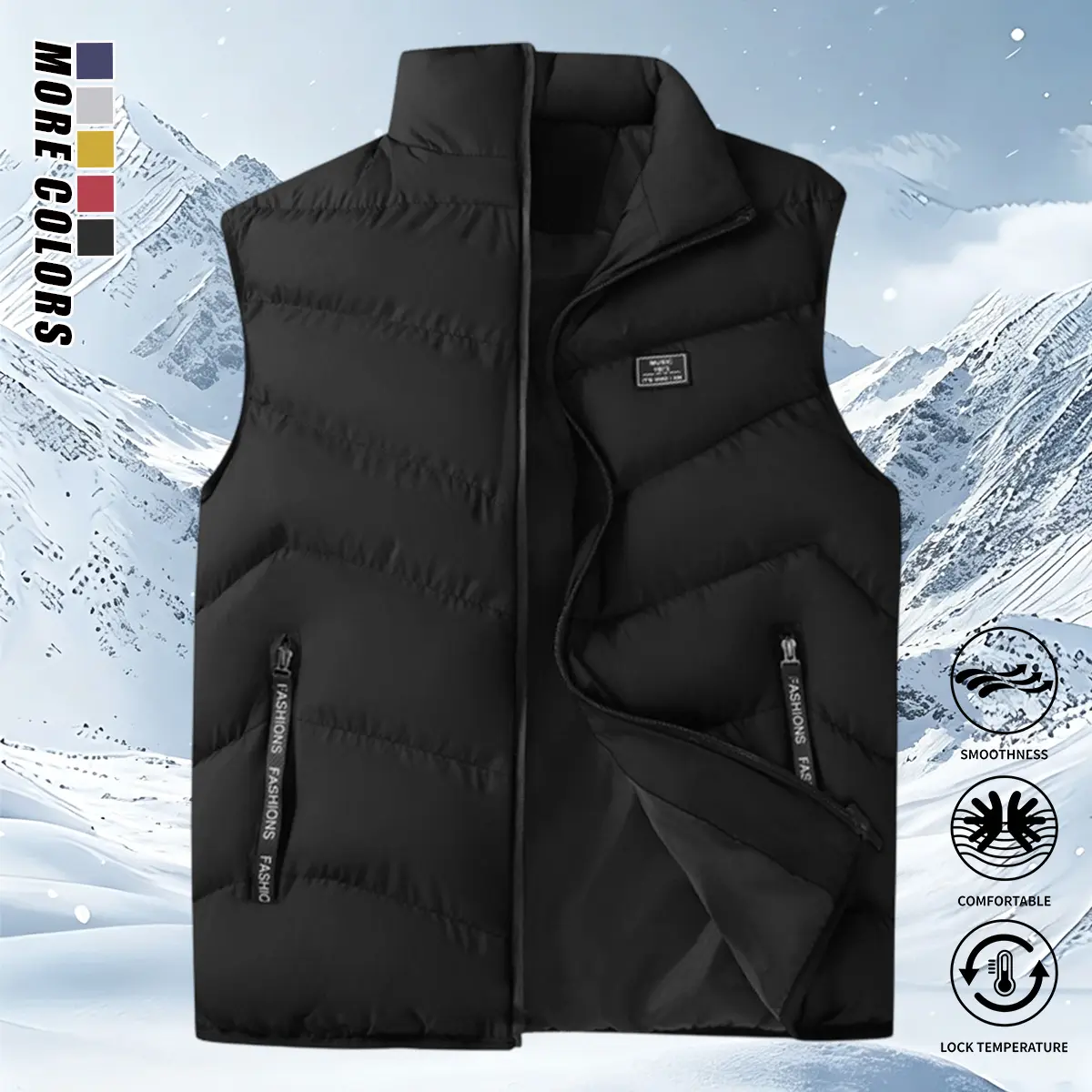 Men'S Lightweight Thermal Vest - Sleeveless Winter Jacket with Built-in Pockets, Stand Collar, Loose Fit, Polyester Filler, Casual Style for Fall/Winter, Winter Vest, Thick, Vest For Men, Vest Men, Winter Vest For Men