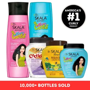5-Pack Skala Curly Hair Products Expert Haircare Routine: Mais Cachos Gelatina Maracuja Treatment Mask + Shampoo and Conditioner Coconut Oil Hydrate Hydrating Moisture