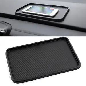 Non-Slip Silicone Dashboard Storage Grip Mat 200x128mm - Black Car Interior Organizer for Phone, Keys & Accessories, Durable Adhesive Pad with Textured Surface, Easy Installation, Car Storage Box & Organizer, Vehicle Accessory Holder, Stylish Design