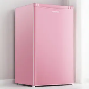 Upstreman Pink mini fridges Compact pink Refrigerators Retro fridge Classic Designs with Bottle Opener Energy Saving Adjustable Thermostat Metal Handle LED Lamp Ultra-Quiet Perfect for Dorm Bedroom Office retro design