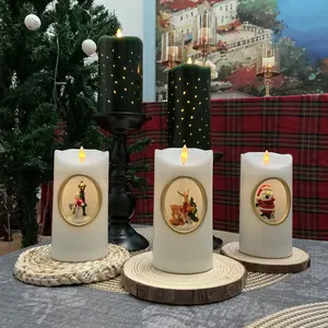 Elegant Flameless Fiber Optic Candle Set with Remote Control Real Wax Battery Powered LED 2 Pieces Plus Christmas for Home Atmosphere Decoration