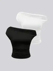 Y2K Leopard Print Fitted Asymmetrical Neckline Pleated Women's T-Shirt, Retro & Y2K Style, Minimalist Fashion Casual Versatile Outfit Suitable for Daily Outdoor, Home, Work, Dating, Gatherings, and Bars.