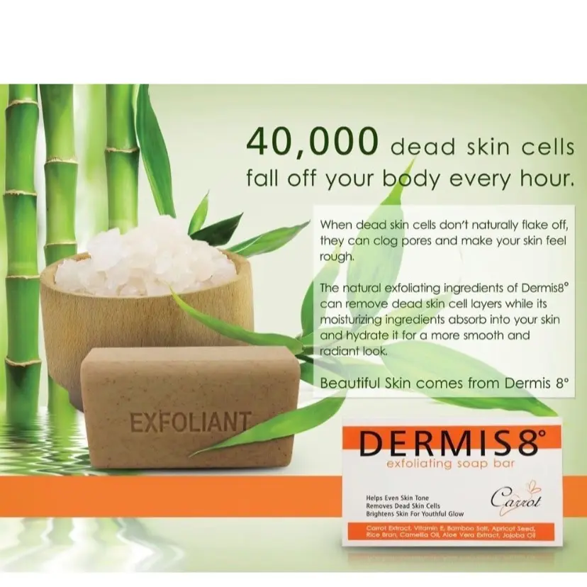 Dermis8° Exfoliating Beauty Bar Soap with Carrot & Camellia Oil, 125g Skincare Radiant