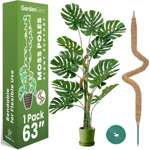 63 Inch Bendable Moss Pole Monstera  Support for Climbing Indoor  - Stakes for Potted Climbers - Tall Sticks Indoor Trellis for Houseplants - Accessories for Monstera Pot
