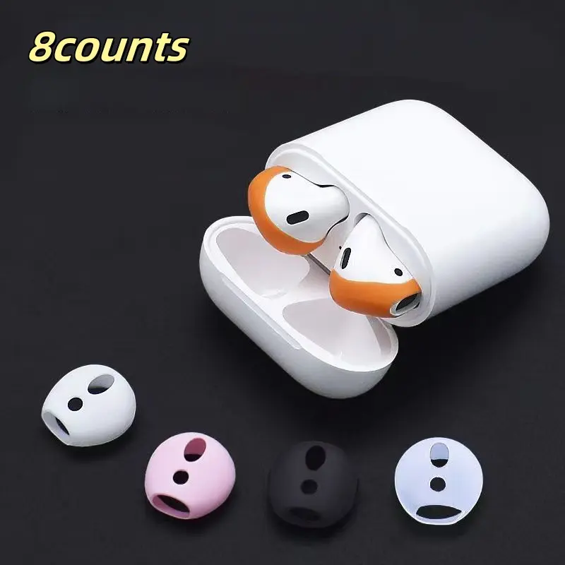 4 Pairs/8 Pieces Mixed Color Set, 2 2 2 2 Audio Earbud Caps for AirPods 1st and 2nd Generation, Ultra Thin Silicone Protective Ear Tips Protection