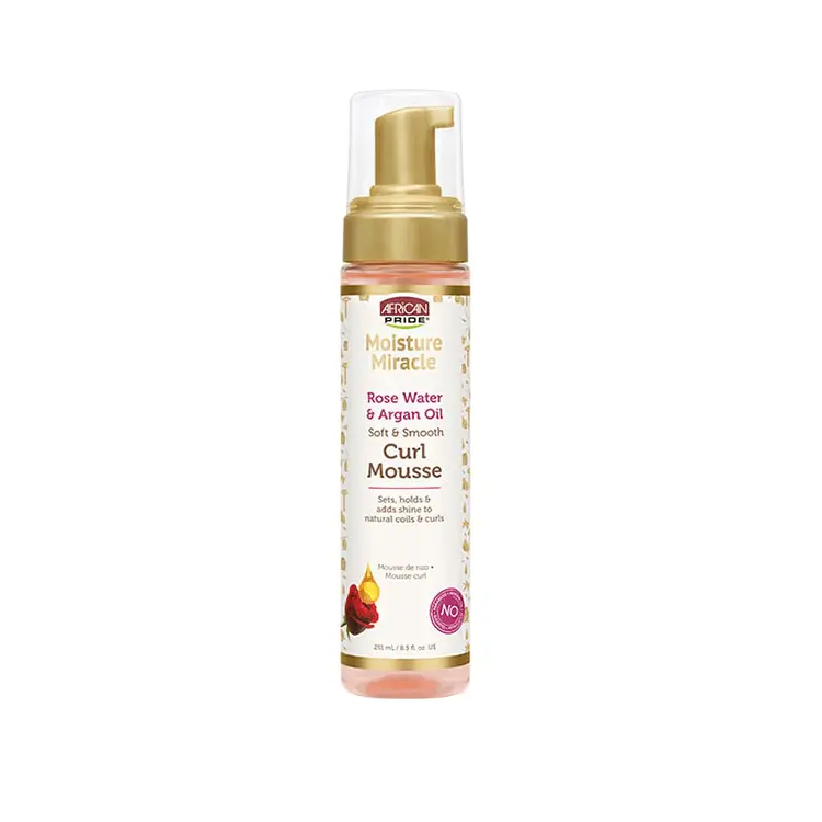 Curl Mousse with Rose Water & Argan Oil, Lightweight Foam Moisturizer for Frizz Control & Curl Definition, Unisex Volumizing Haircare, 8.5 oz, Curl Styling