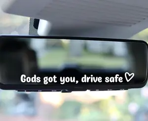 Gods got you, drive safe car rearview decal