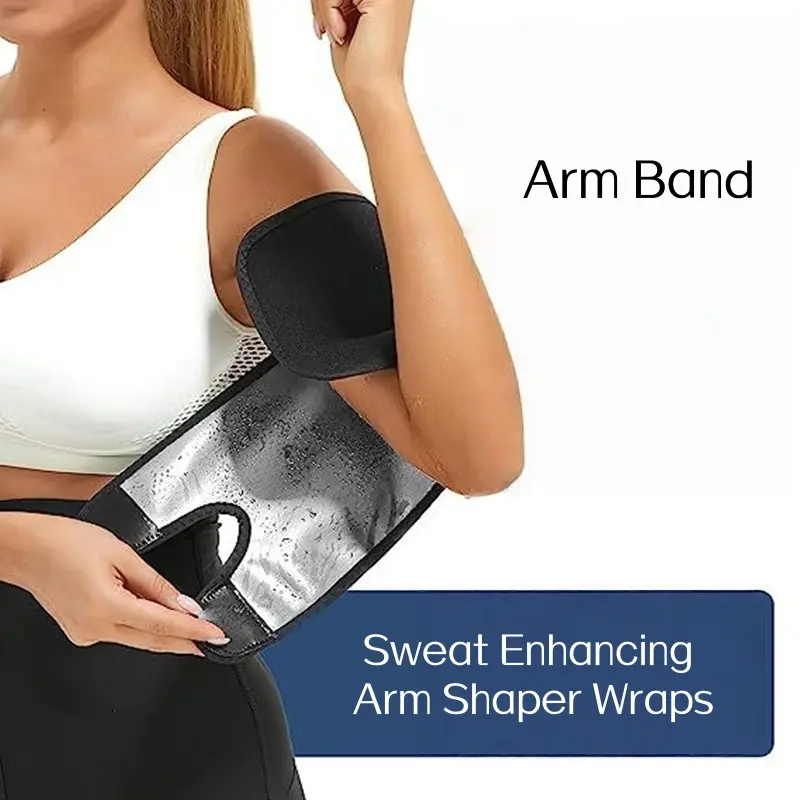 2 Pack Sauna Arm Trimmers For Women Men, Sweat Enhancing Arm Shaper Wraps, Heat Trapping Polymer Sauna Arm Bands, Adjustable Velcro Fat Reducing Sleeves For Gym Workout Daily Exercise