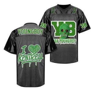Trending National.B.A Y0ungB9y 38 Concert Football Jersey, YB 38 Custom Football Jersey, Green & Black Rap Fan Outfit, Streetwear