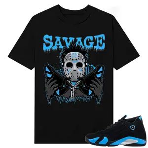 Unisex T-shirt To Match Sneakers Jordan 14 Black & University Blue - Savage 23. 100% Cotton for Casual Wear. Comfortable Summer Unisex T-Shirt to match Jordan Sneaker. Streetwear Style. urban outfitters