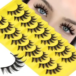 9 Pairs Lashes Spiky Manga Lashes Wispy Anime False Eyelashes 9 Pairs 8D Asian Eye Lashes Natural Anime Fake Eyelashes (Lovely)