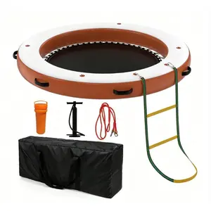 Inflatable Floating Dock Island, 8FT Heavy Duty Round Water Hammock, Multi-Purpose Pool Lake River Float for Tanning, Beach & Pool Party Activities