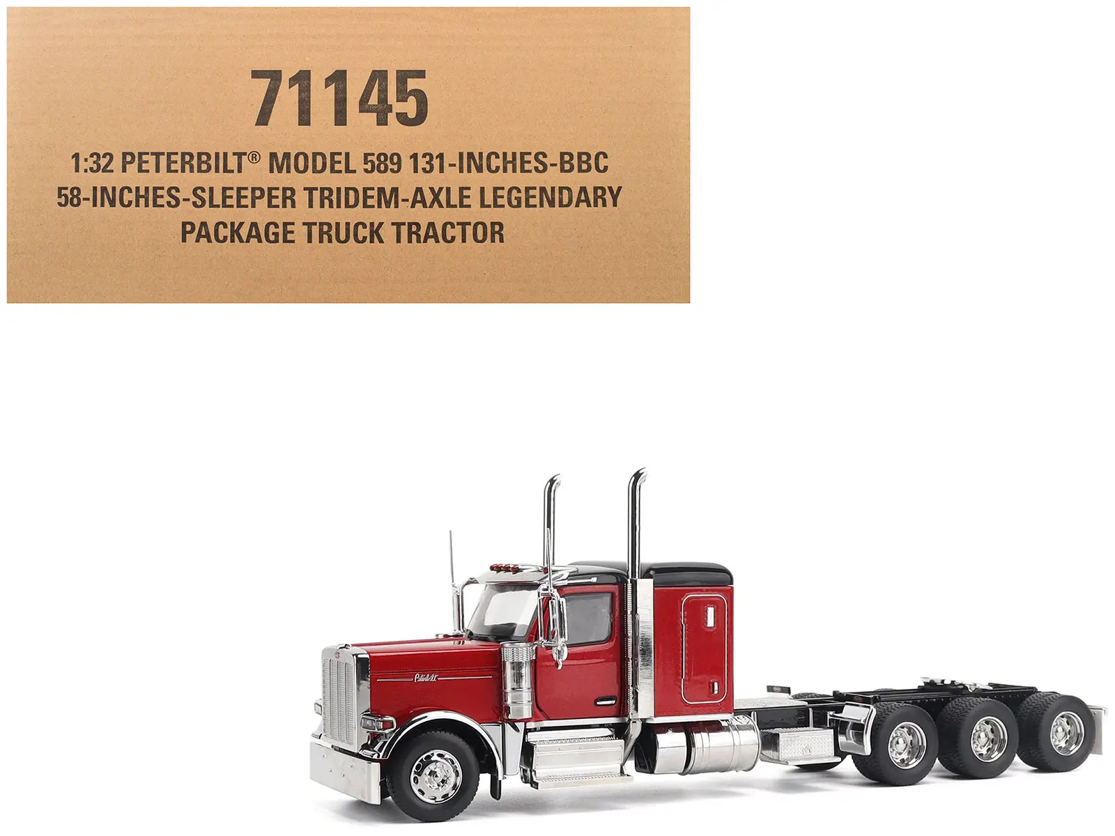 Peterbilt 589 Tridem-Axle Legendary Package Truck Tractor with 58" Sleeper Legendary Red 1/32 Diecast Model by Diecast Masters