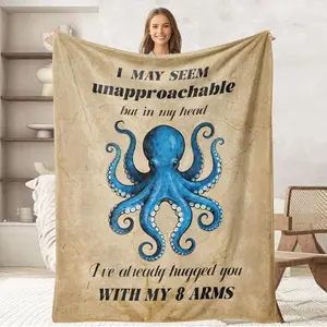 Funny Octopus Gifts Blanket for Adult Kids, Unique Best Friend Birthday for Women Men, Gag Gift, Relaxation Stress Relief Gifts for Cowoker, Quirky Home Decor for Octopus Lovers 50"x60"