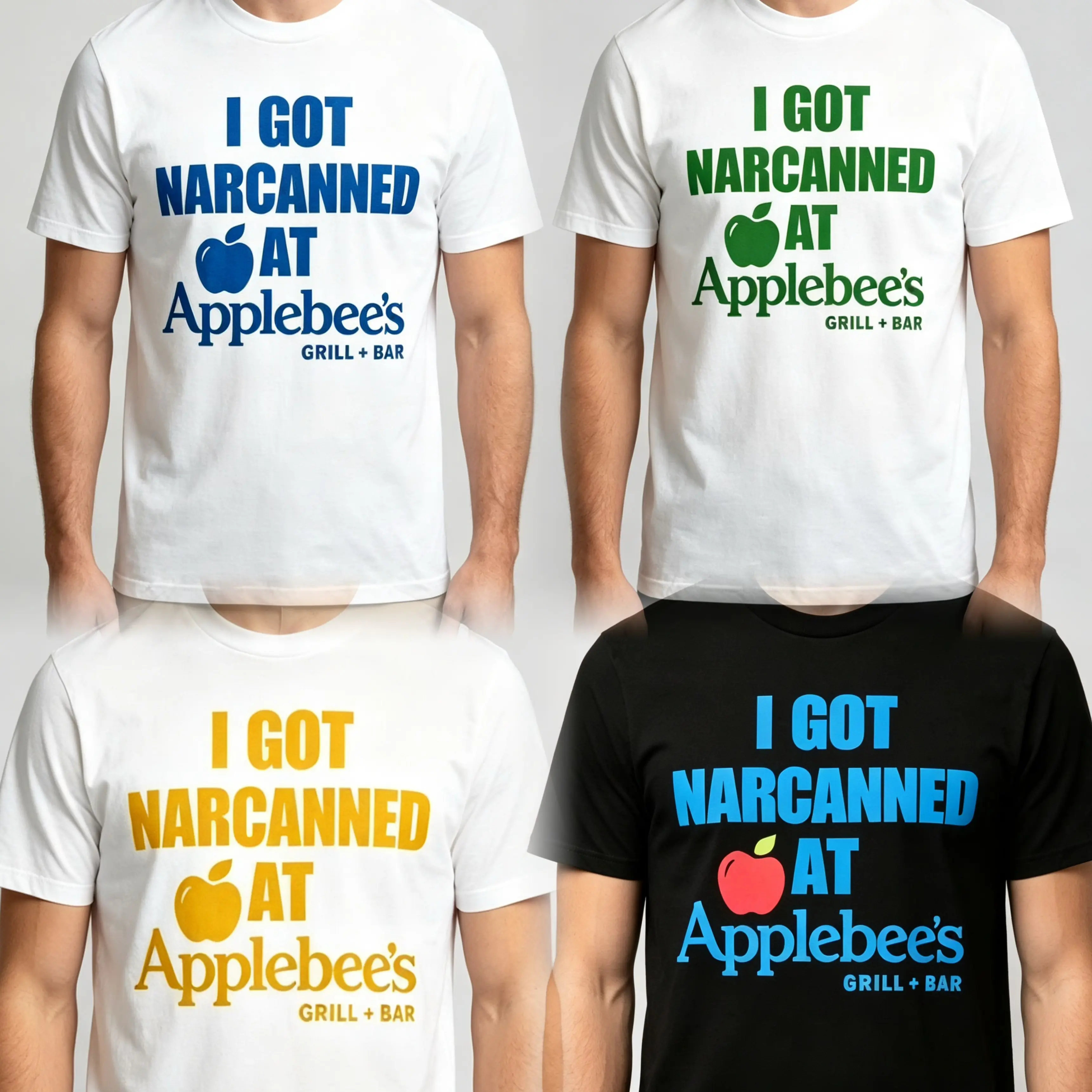 Men's 100% Cotton Short-Sleeve Crewneck Funny Graphic Tee - "I Got Narcanned At Applebees Grill Bar" Joke, Gen Z Dank Meme Humor, All Seasons Streetwear Menswear Top Shirt T-Shirt