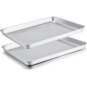 Baking Sheet Set of 2, Baking Pans Tray Cookie Sheet Stainless Steel, Non  & , Mirror Finish & Rust Free, Easy Clean & Dishwasher Safe