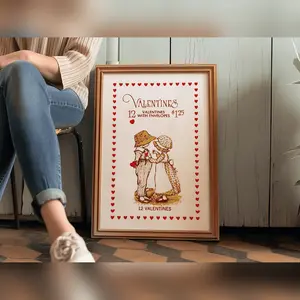 Retro Valentine Art Print Cute Valentines Day Poster Kitchen Wall Art Valentine Home Decor Kitchen Decor Holiday Gift For Friend Abstract Shapes Wall Art