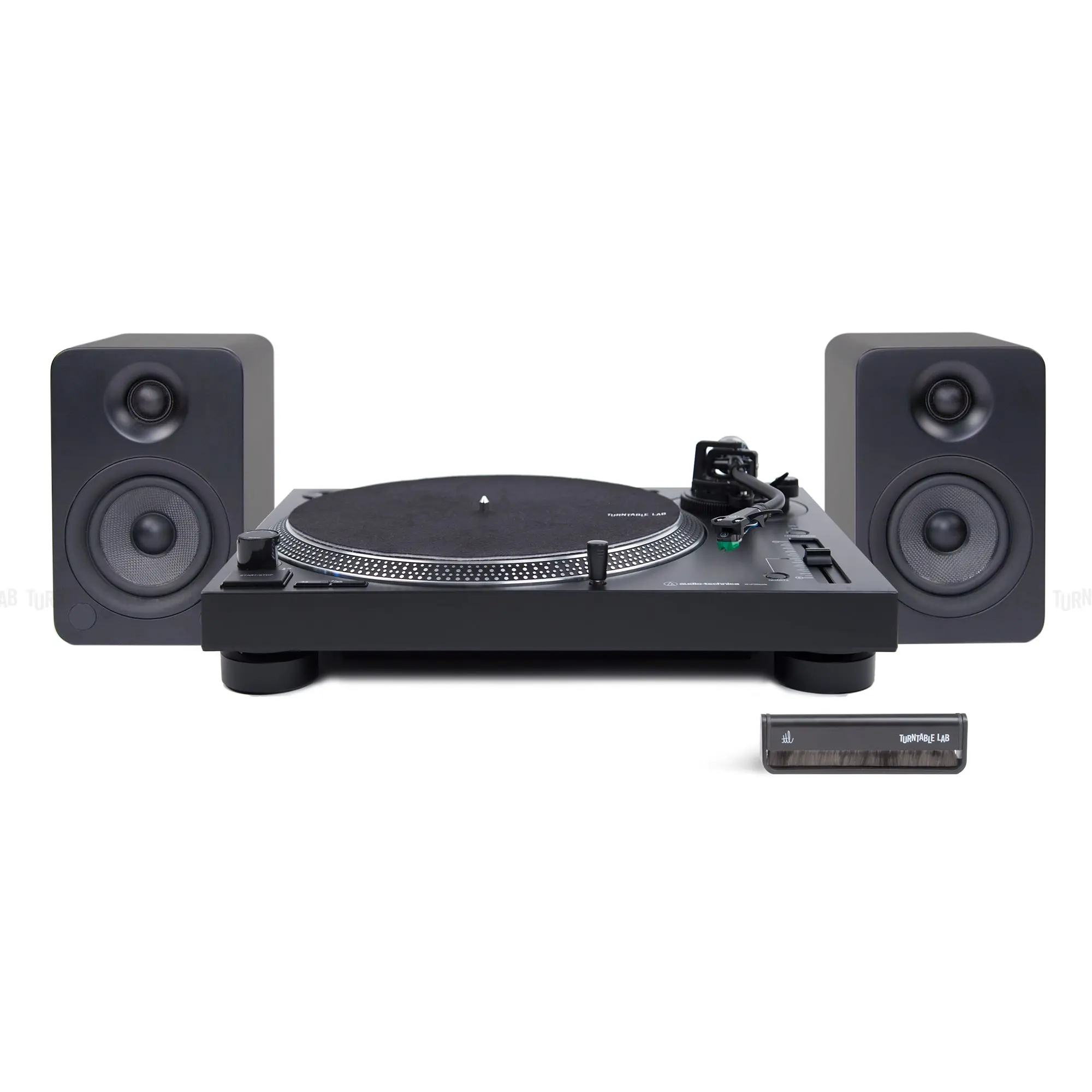 Audio-Technica AT-LP120X Vinyl Turntable & Kanto YU4 Bluetooth Speakers Package with Remote-Controlled Device, Basic