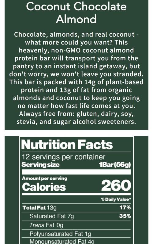 ALOHA Coconut Chocolate Almond Protein Bar | 12 Bars | 14g Plant Protein, 4g Sugar | Certified USDA Organic, Vegan, Gluten-Free | Real Coconut, Almonds & Chocolate