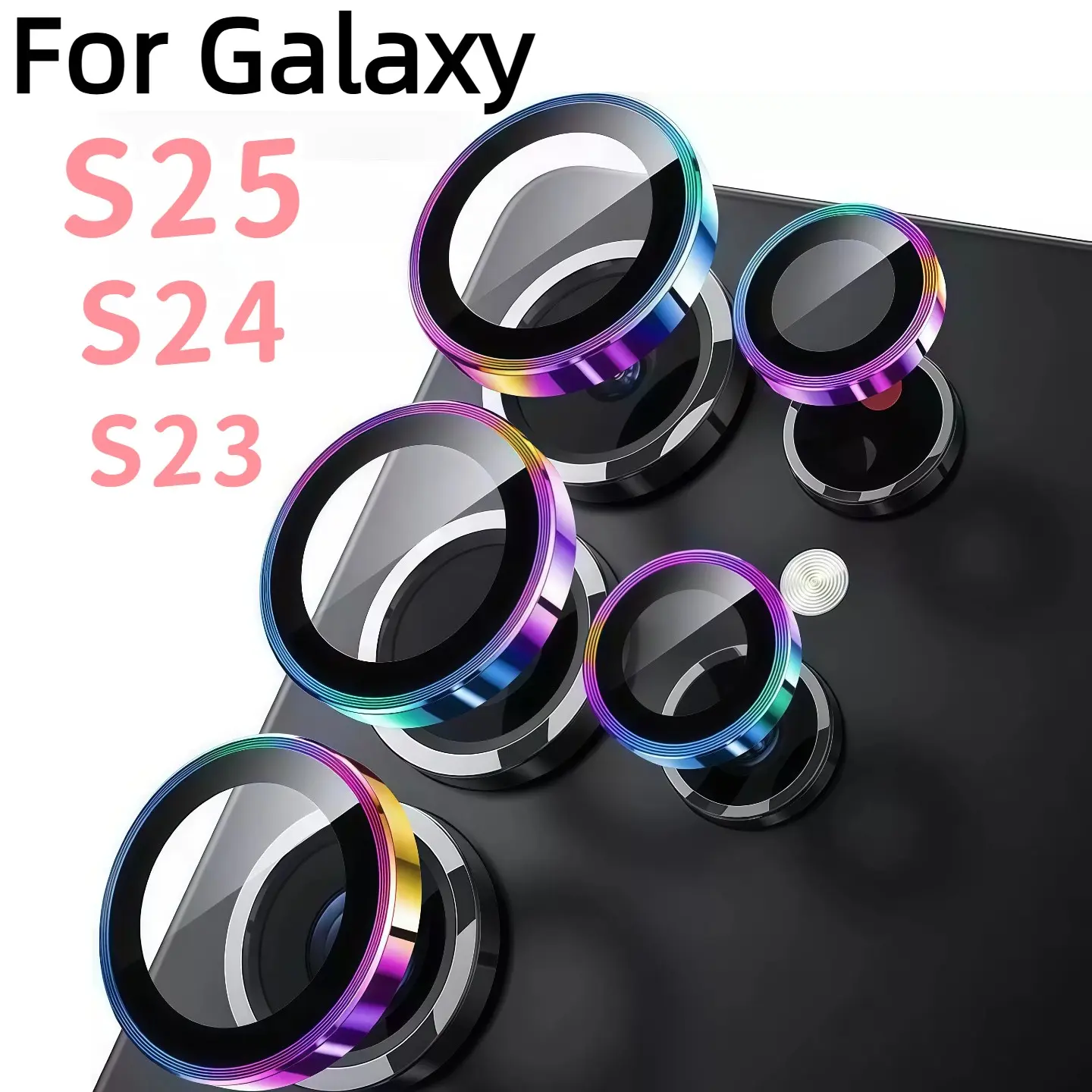 Eagle Eye Camera Lens Ring for Samsung Galaxy S24 Ultra S23 Ultra S25 Ultra Series, Smartphone Camera Accessories, Full Coverage Metal Lens + 9h Tempered Glass Protector