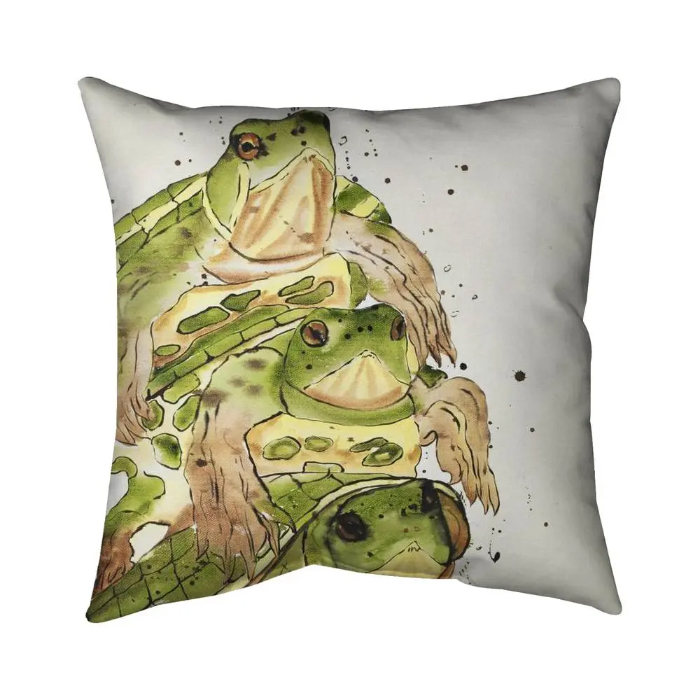 Begin Home Decor 5541-1616-AN451 16 x 16 in. Three Aquatic Turtles Pillow - Bedroom Animals Home Decor