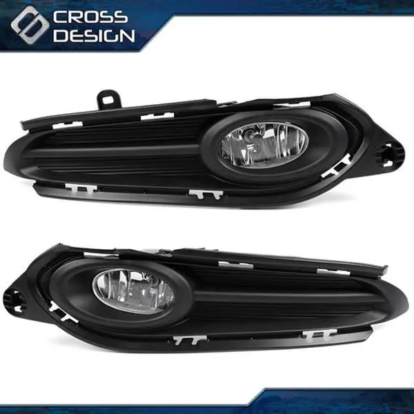 CROSSDESIGN Chrome OEM-Approved Car Bumper Fog Lights Pair - Perfect Replacements for Honda HR-V 2016-2018 (Driver & Passenger Sides) with Covers, Switch-Included H8 Bulb, Factory Fit, Reuses Tabs, OEM Look, Improved Lighting, Yes