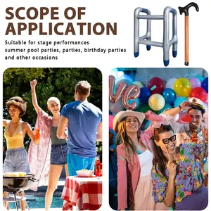 Inflatable Walker and Cane Costume Prop for Elderly, Perfect for Outdoor Games, Adult Retirement Parties, Prank Gifts, Party Decorations