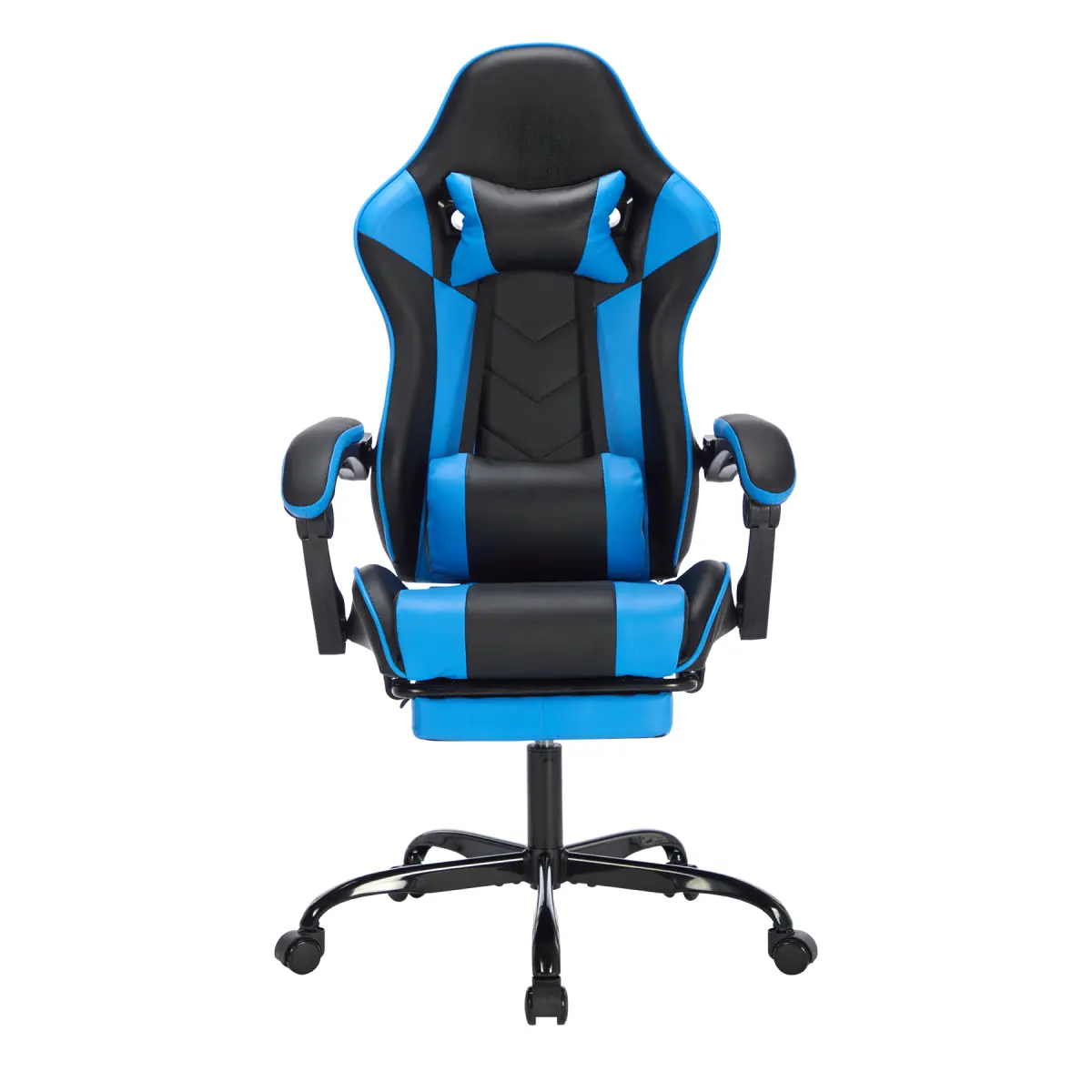Gaming Chair with Footrest, Ergonomic Computer Chair with Headrest and Lumbar Support, Breathable Material Height Adjustable Video Game Chairs for Adults, Blackblue#Summervibes
