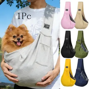 Double-Sided Dog Carrier Backpack with Storage Bag, Hands-Free Design, Portable Pet Travel Harness for Small Dogs Cats, Foldable Outdoor Use