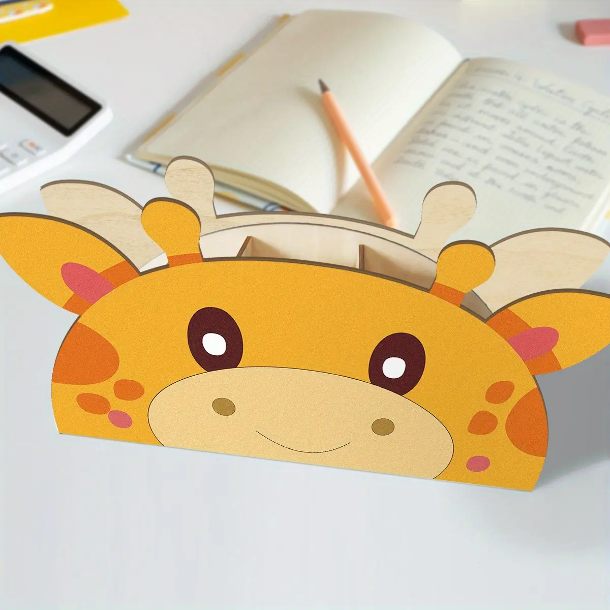 1pc Wooden Giraffe Pen Holder Large Size 11.8x12.7inches Assemble Desk Organizer Perfect Gift for Students, Teachers & Stationery Lovers on Christmas, Thanksgiving