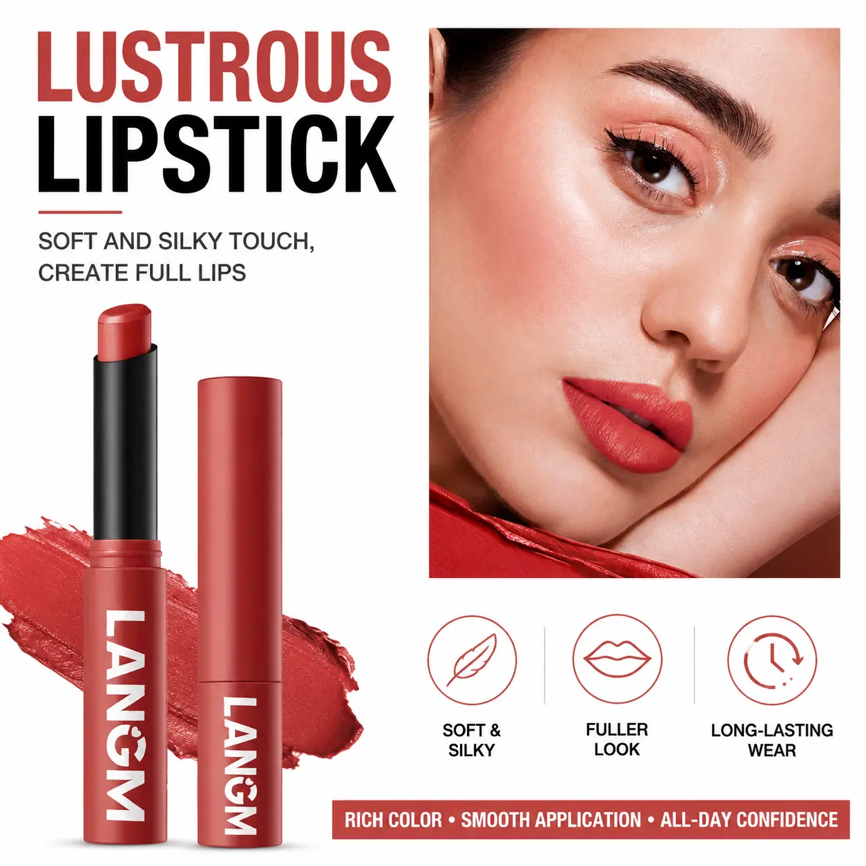 Matte Lip Liner Stick with Slant Tip, Long-Lasting Waterproof Lipstick Pencil, Twist-Up Design, Non-Stick Cup Formula