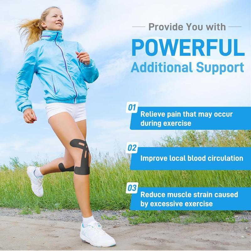 20 Pcs Precut Kinesiology Tape for Knees – Elastic, Waterproof & Breathable Knee Support for Pain Relief, Muscle & Joint Stability, Athletic Sports Tape
