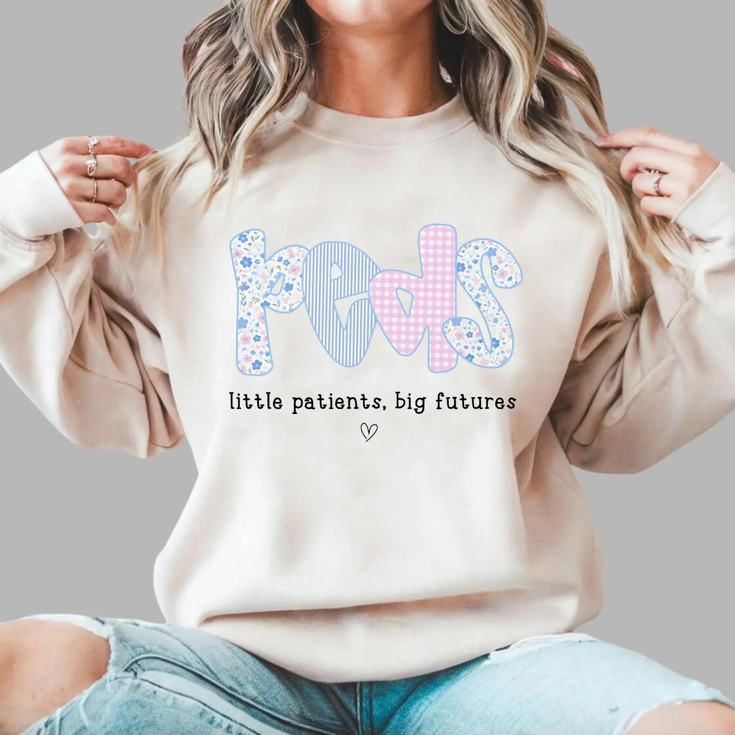 Peds Nurse Sweatshirt, Pediatrics Nurse Crewneck, Little Patients Big Futures Sweatshirt, Pediatric Nurse Gift, Cute Floral Peds Sweatshirt, Pediatric RN Crewneck, NICU PICU Pediatric Medical Staff Gift