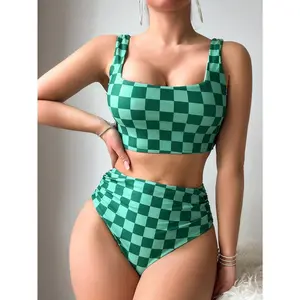 Swim Summer Beach Women's Checkered Print Bikini Set, Vocation Bikini Set
