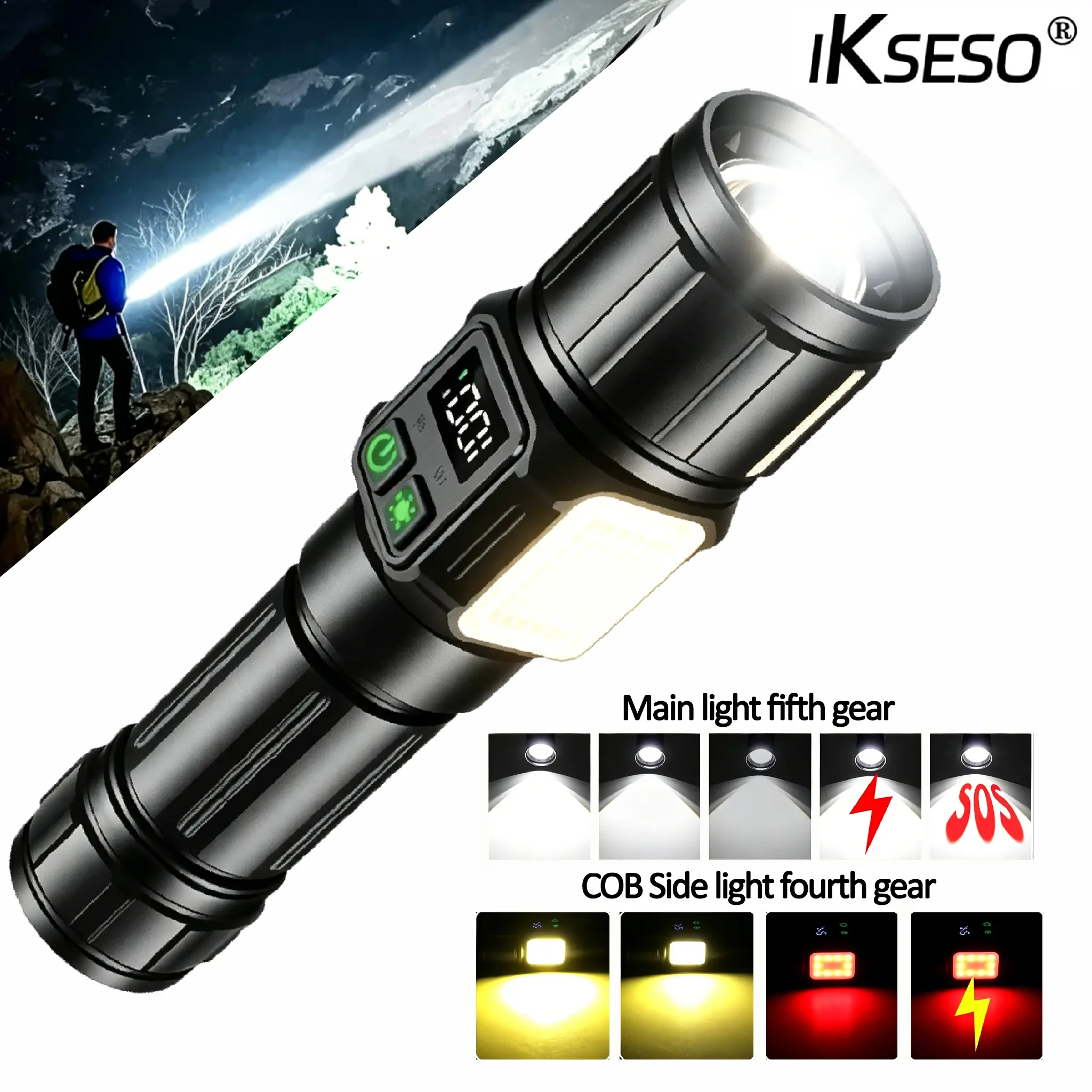 SP85S Tactical Flashlight: No More Fumbling in the Dark! 5000mAh USB-C Rechargeable Zoomable Flashlight with Magnetic Base & Digital Power Display for Car Repair, Roadside Emergency, Camping, Hunting