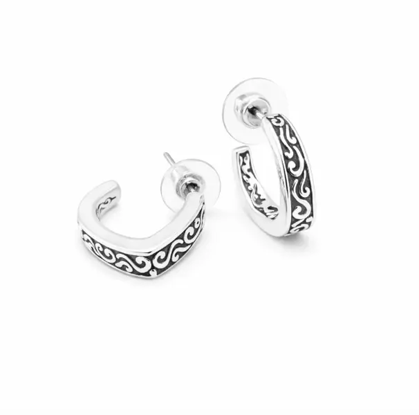 Sterling Silver Hoop Earrings 925 • Balinese Swirl Design • Artisan-Crafted, Elegant Statement Pieces
