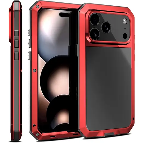 Tough Armour Metal Armor Smartphone Casing - Heavy-Duty Shockproof 360 Full Body Protection, Multi-Model for iPhone 17/16/15/14/13/12/11 Pro Max/Plus, Aluminum Alloy Phone Accessory with Built-in Silicone Screen Guard