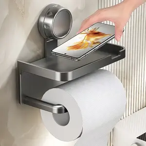 High-Quality Plastic Multi-Functional No-Drill Storage Shelf for Home Use, Toilet Paper Holder with Storage Box, Bathroom Tissue Rack, Household Toilet Paper Dispenser with Storage Frame, Wall-Mounted Toilet Paper Holder, Bathroom Paper Holder