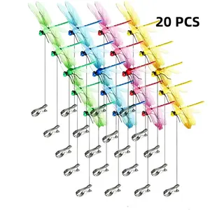 20-Piece Set, 4-Color 3D Insect Repellent Clips, Realistic Dragonfly Garden Decor, Weatherproof Outdoor Design, Durable Plastic & Metal Wings