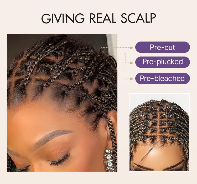 [New Arrival]OwnScalp Salon Braids Super Natural Scalp Full HD Lace Knotless Box Braided Wig Flexi-Fit Invisi Drawstring Cap Miracle Knots Limited Time Offer TikTok Exclusive #luvmenewarrivals
