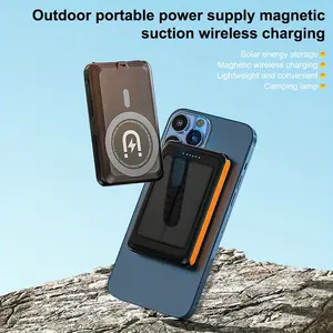 2025, New Upgrade 30000 MA-Hour Mini Solar Mobile Power Portable Wireless Phone Charger, Magnetic Wireless Charger with Flashlight, Suitable for Daily Travel, Lightweight and Compact Design, Best Holiday Gift
