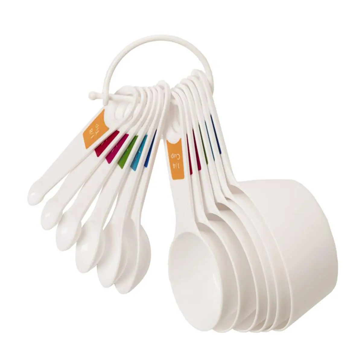 Lifetime 12-Pcs White Plastic Multi-Size Measuring Spoon and Cup Set - Includes Cup, Tablespoon, Teaspoon, Dishwasher-Safe Everyday Use Kitchen Utensils