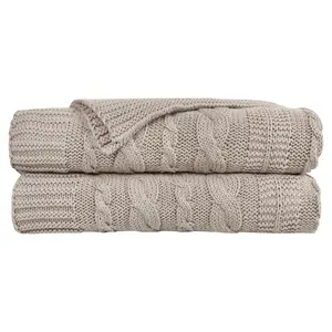 100% Organic Cotton Cable Knit Throw Blanket