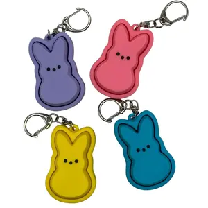 Marshmallow Bunny Peeps Fidget Clicker Pack of 4: keychain accessory, Easter, Spring, stress relief, cute must have