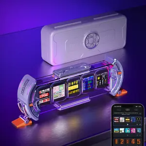 Divoom Times Gate - Cyberpunk Gaming Setup Digital Clock with Smart APP Control, WiFi Connect, RGB LED Display, Personalized Dashboard, Pixel Art for Gaming Room & Office Decor Ambient Light Lcd,rgb light,Interactive night gift Interaction